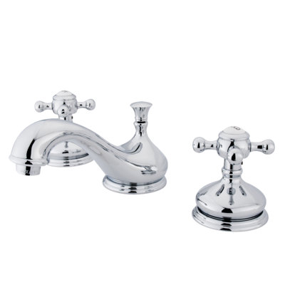 Kingston Brass Vintage Two-Handle 3-Hole Deck Mount Widespread Bathroom Faucet with Brass Pop-Up Drain