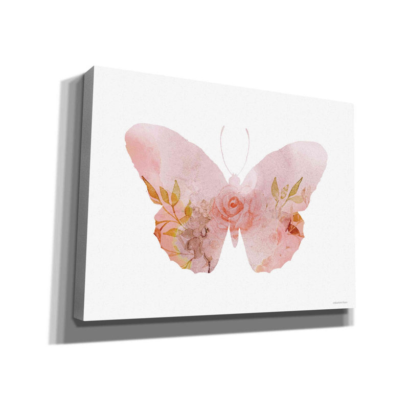 «Meadow Flora Butterfly» par Bluebird Barn, art mural sur toile, H 12 po x l 16 po x P 0,75 po
