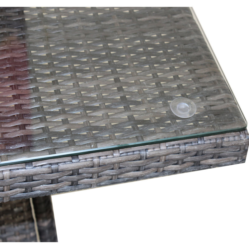 Table d'extérieur brun avec verre trempé - aluminium, brun et brun