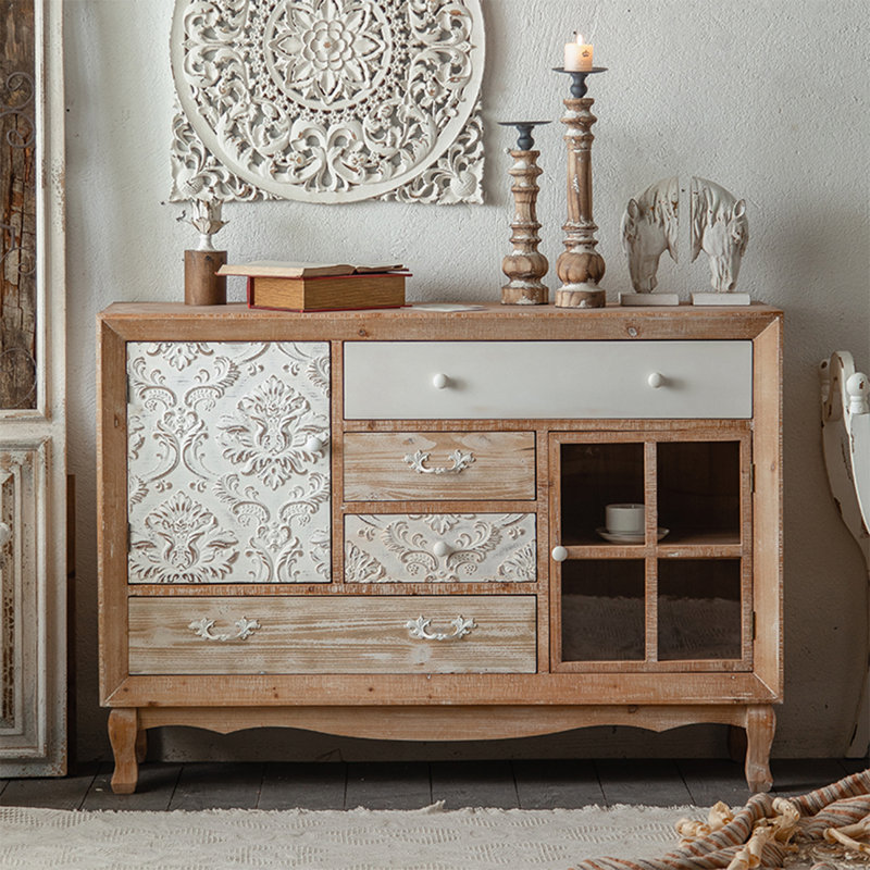 Brown+White Solid + Manufactured Wood Sideboard