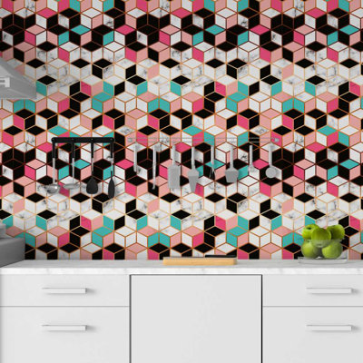 Rouleau de papier peint auto-adhésif L 8,5 pi x l 24 po Dashai Cubes
