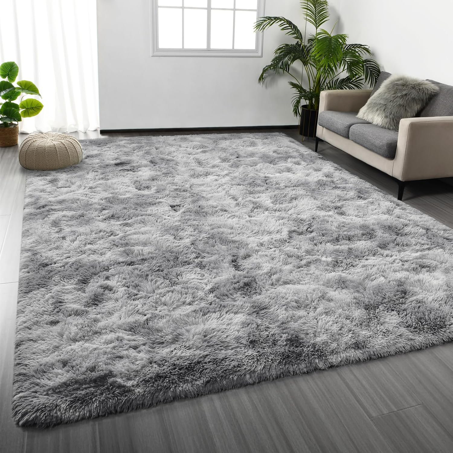 Buffy Rugs Mercer41 Tie-Dyed Ultra Soft Fluffy Furry Rug For Bedroom For Living ...
