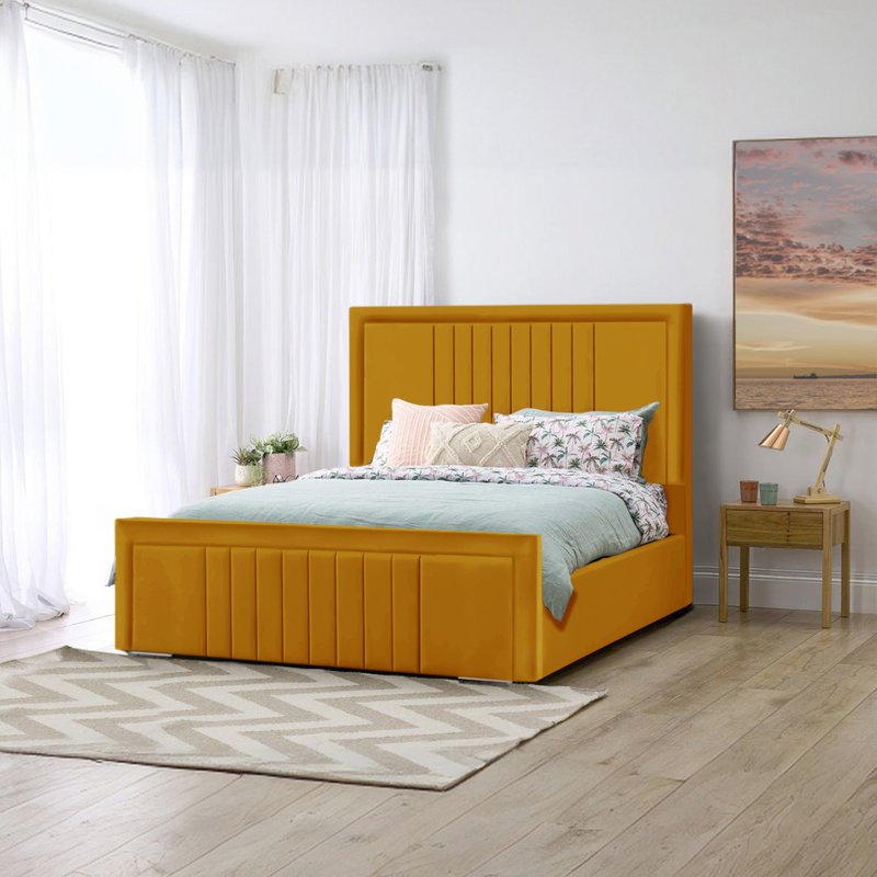 Amandaleigh Upholstered Bed, Double (4'6), Turmeric