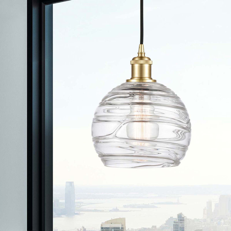 Luminaire suspendu en forme de globe à 1 lumière Mullins, Ampoule non incluse, Or satiné, H 131,75 po x l 8 po x P 8 po