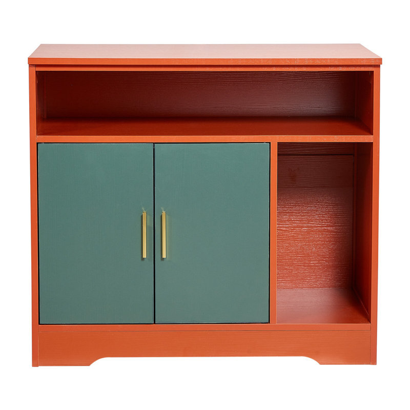 Enceinte de litière pour chat, armoire à litière cachée 31 po avec tablette et rangement, salle de bain intérieure pour chat de style moderne, table de bout en bois pour meuble pour chat, convient à la plupart des bacs à litière, rouge et vert