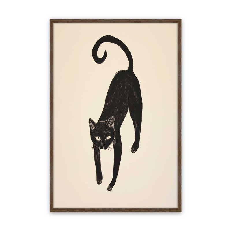 «Black Cat Portrait In Matisse» par Cocoon Design, reproduction d'art sur toile, H 32 po x l 24 po, Brun