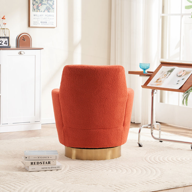Fauteuil demi-tonneau Teddy, Orange moelleux