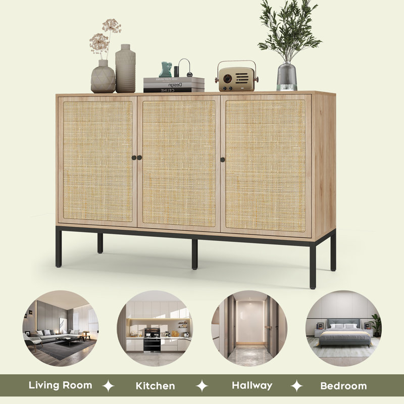 Buffet en rotin naturel 47 po de large Leclair, Brun