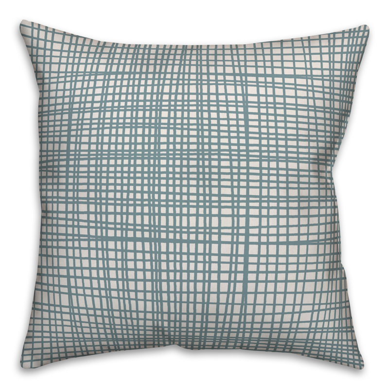 Geometric Throw Pillow, 18" x 18", Blue Plaid
