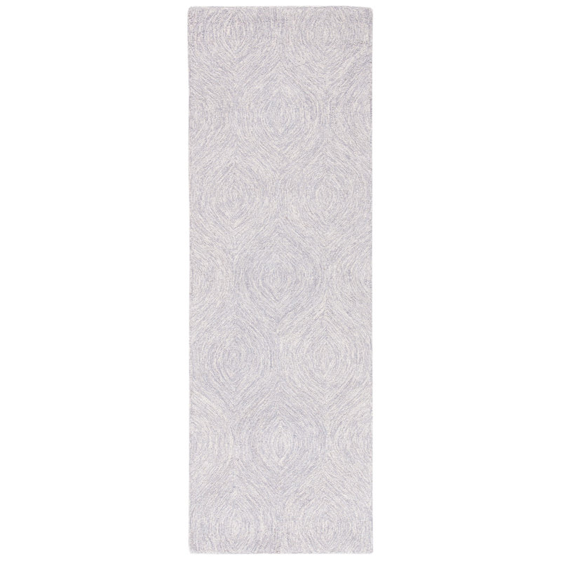 Laine et coton touffetés à la main Vedika avec motif abstrait en latex, Tapis de couloir 2 pi 3 po x 7 pi