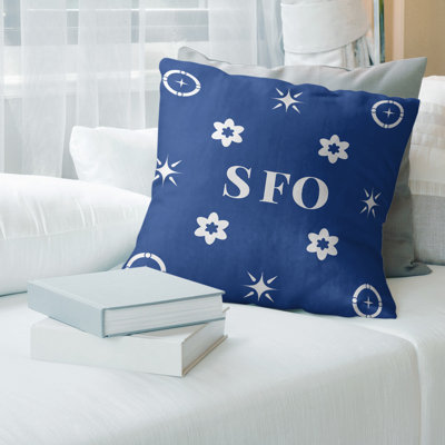 Coussin en sergé bleu San Franciscon Basketball 14 po x 14 po