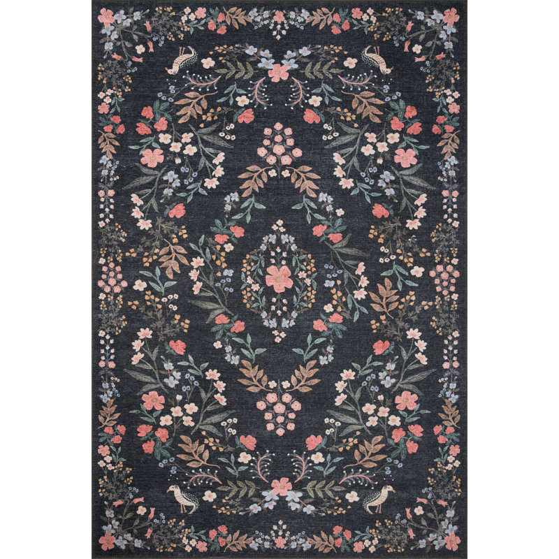Tapis bleu marine Rifle Paper Co. x Loloi Maison MAO-04, Rectangle 7 pi 6 po x 9 pi 6 po