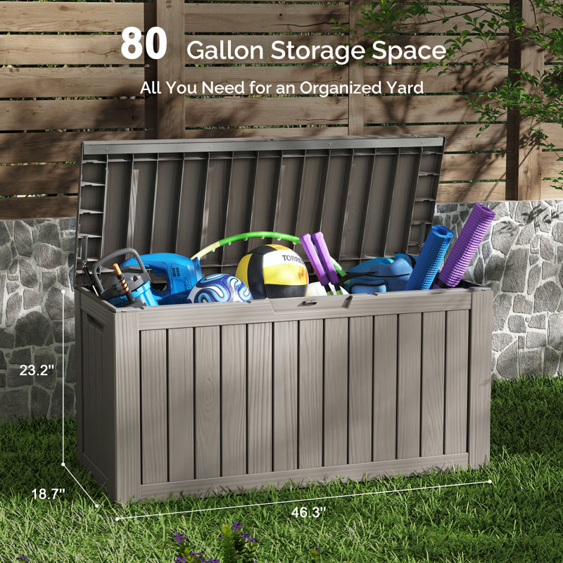 Boîte de rangement pour terrasse 80 gallons, Brun