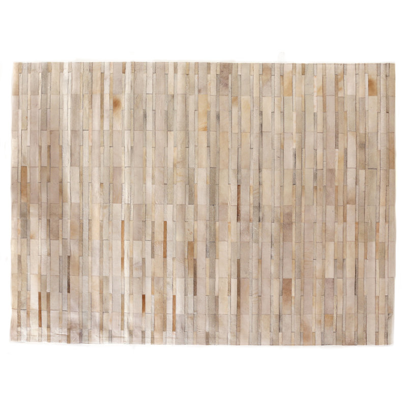Natural Hide hand-tufted Leather Hide Ivory/Beige/Multi Area Rug