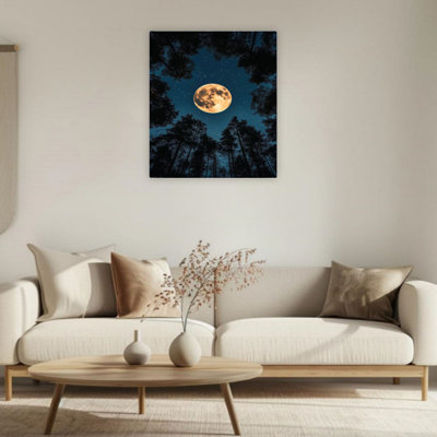Pleine lune, art mural sur toile sans cadre 24 po x 36 po