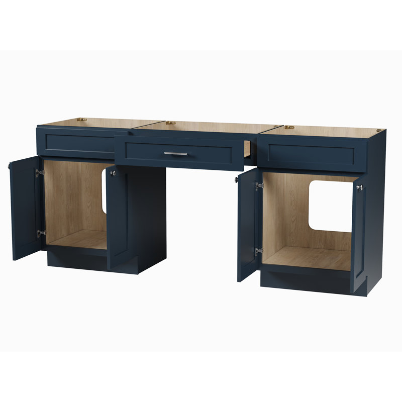 Base de meuble-lavabo double 78 po seulement, Bleu