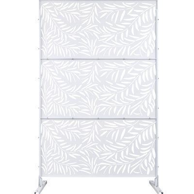 Écran d'intimité en métal blanc de 76 po H48 po. Autoportant pour patio, terrasse, salon. Panneaux de clôture. To To Rust and Weather Variations - blanc. Pour le balcon. Environnements difficiles
