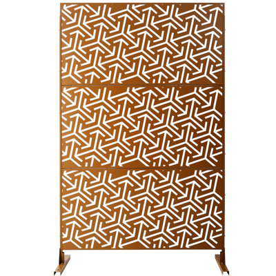 Outdoor Metal Privacy Screen 76"x48" - Weather Brown For Deck Patio