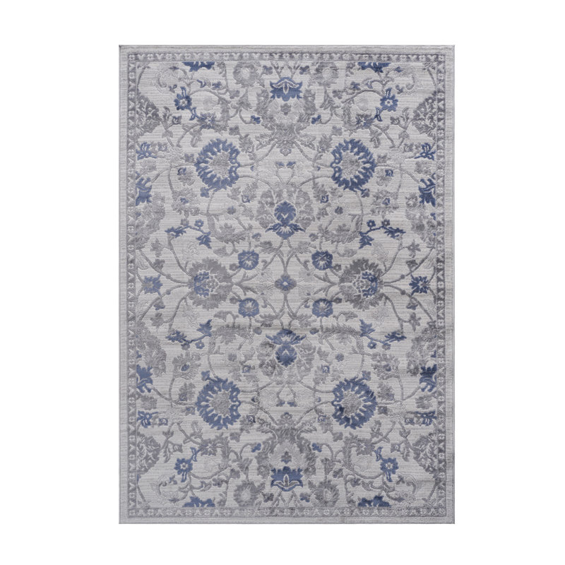 Tapis bleu / argent / oriental Collection 5X7