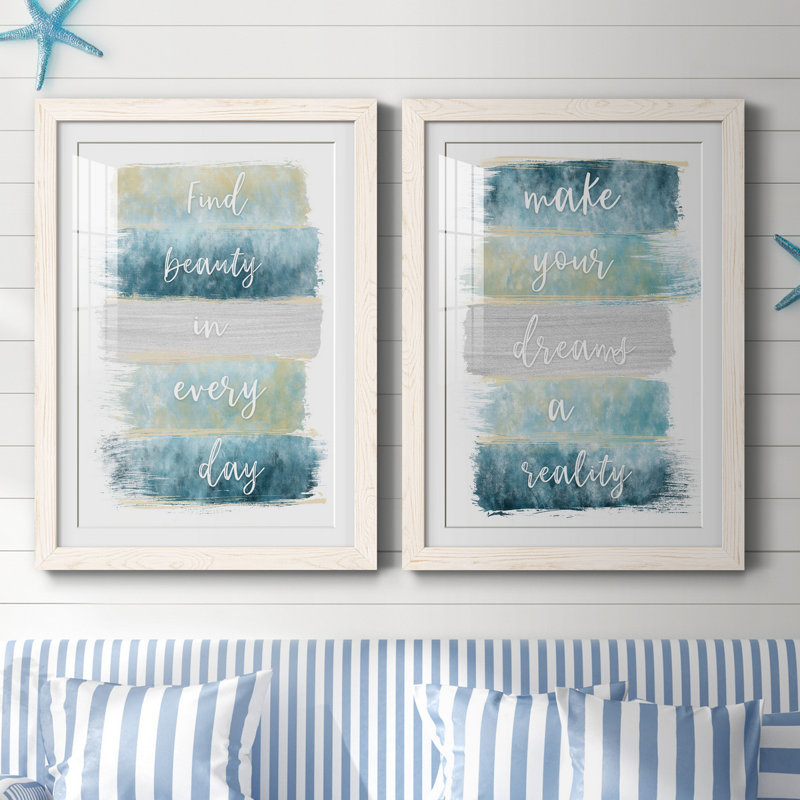 «Find Beauty» - ensemble de 2 reproductions d'art, H 31,5 po x l 47 po x P 1,5 po, Papier encadré blanc, Blanc