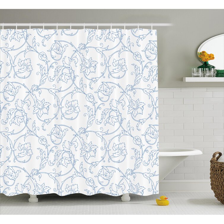 Ophelia & Co. Bugbee Bohemian Vintage Orchids Shower Curtain + Hooks