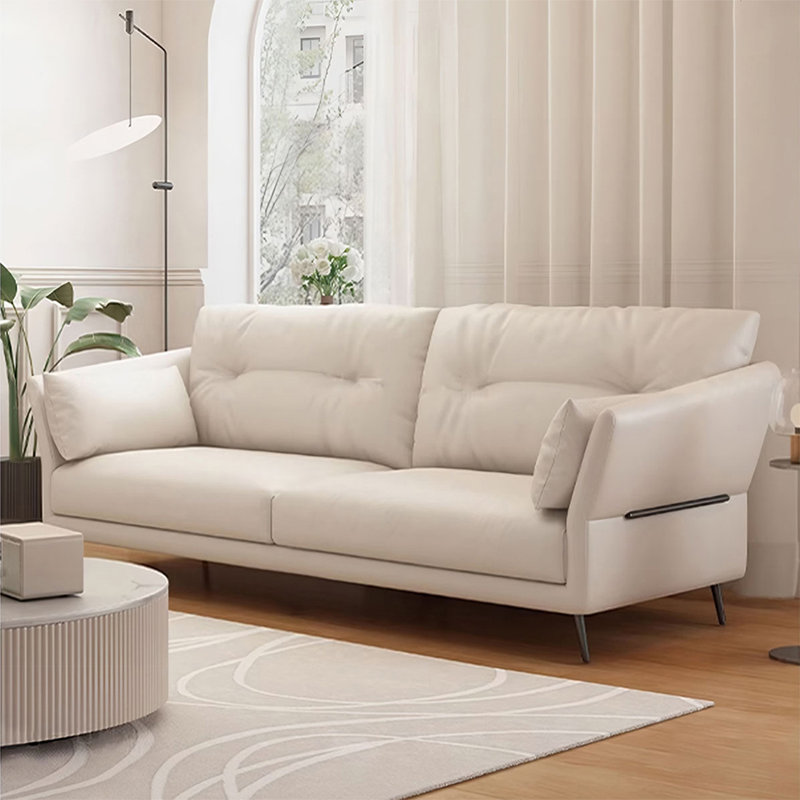 Causeuse-coussin standard en cuir véritable blanc, Blanc
