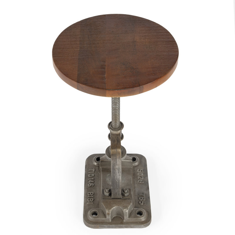 Ellis Adjustable Pedestal Side table, Deep Brown/Bronze Gray