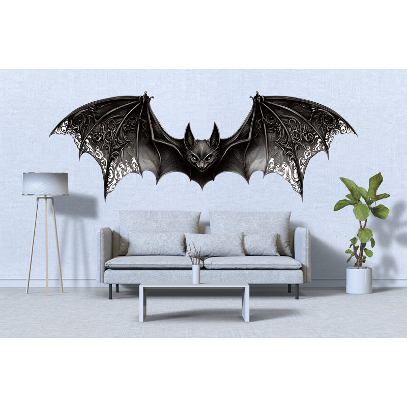 Art mural chauve-souris gothique, décor d'aile de chauve-souris noire, décalque de chauve-souris noire, décoration murale gothique, art mural d'Halloween 236Mv