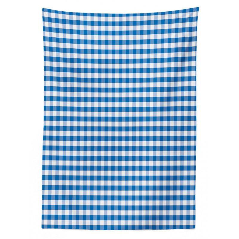 Checkered Dining Room Kitchen Tablecloth, 84" L x 60" W, Blue