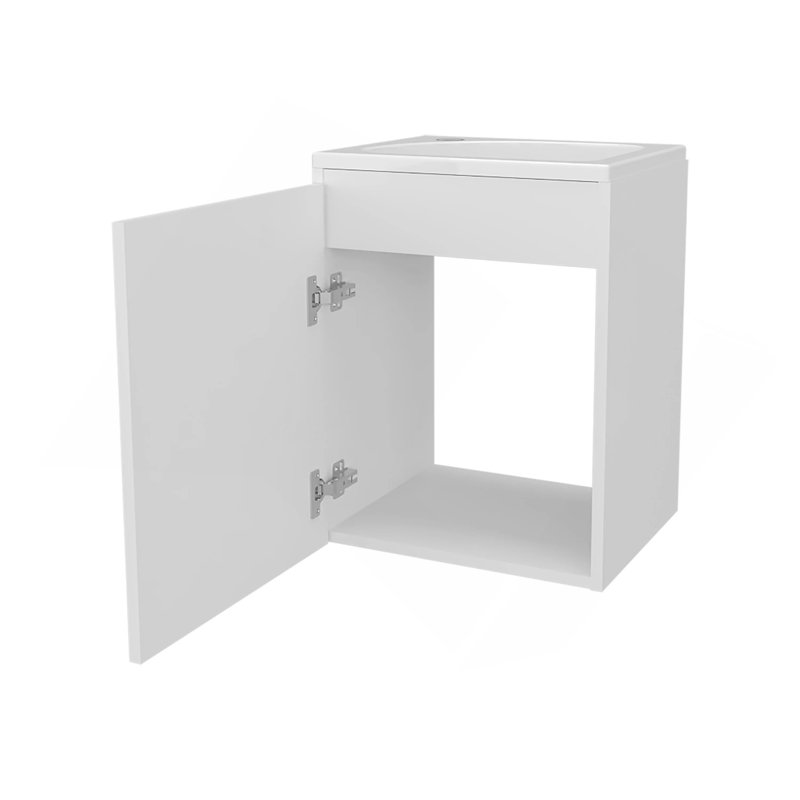 White Bathroom Vanity With Integrated Sink, White