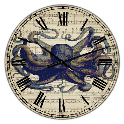 Horloge ronde en métal Octopus Music Score I
