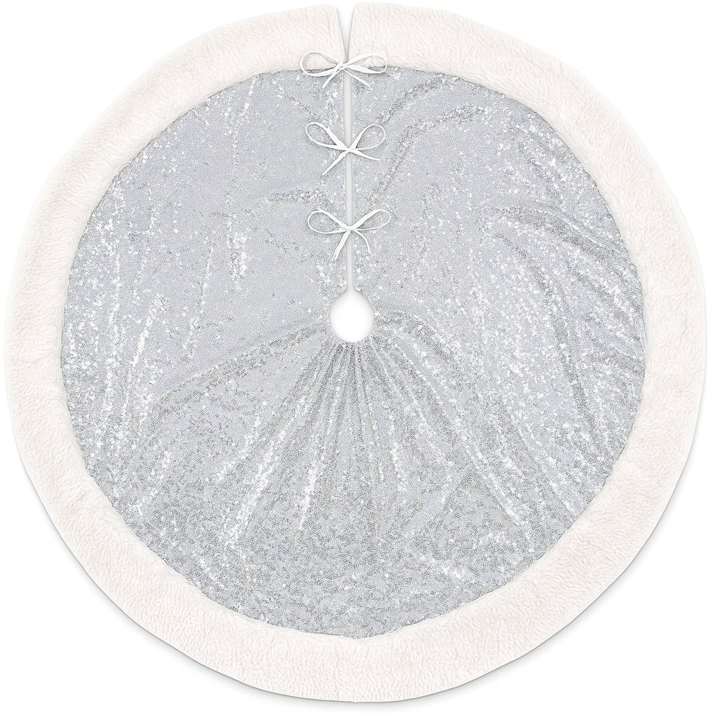 Champagne Sequin Sherpa Border Christmas Tree Skirts Fennco Styles 
