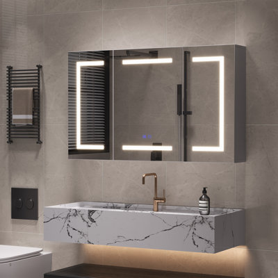 Rectangle Wall Mirror with Cabinet