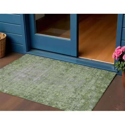 Tapis oriental lavable oriental vert 3 pi x 5 pi