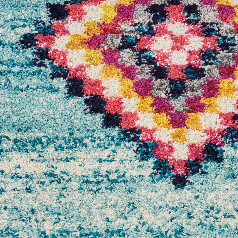 Raul Rug, Rectangle 2'2" x 4', Aqua/Ivory