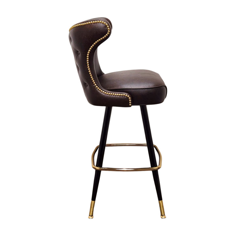 Tabouret de bar pivotant à boutons touffeté Cowboy, Brun
