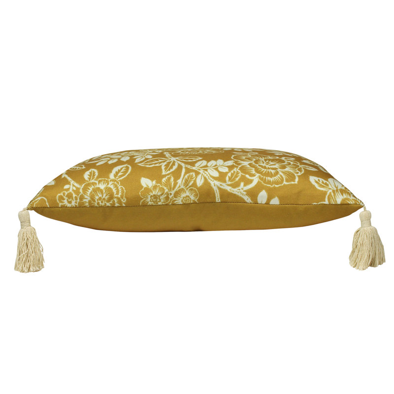 Floral Rectangular Lumbar Cushion, Honey