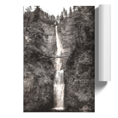 Multnomah Falls Waterfall Painting - Frameless Print
