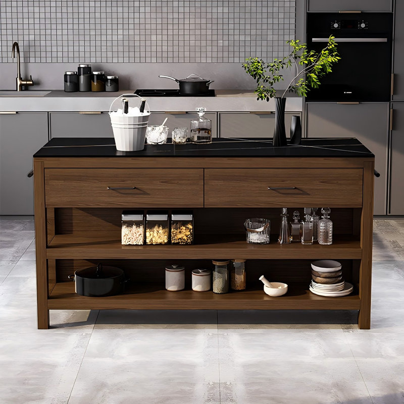 Comptoir de cuisine avec îlot de cuisine 39,37 po, H 33,46 po x l 39,37 po x P 23,62 po