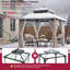 Pavillon de jardin Kingston 10 x 10 avec toit en métal, rideau et filet SUNJoy Kingston - Poteaux en aluminium à grain de bois-117095657-117095658