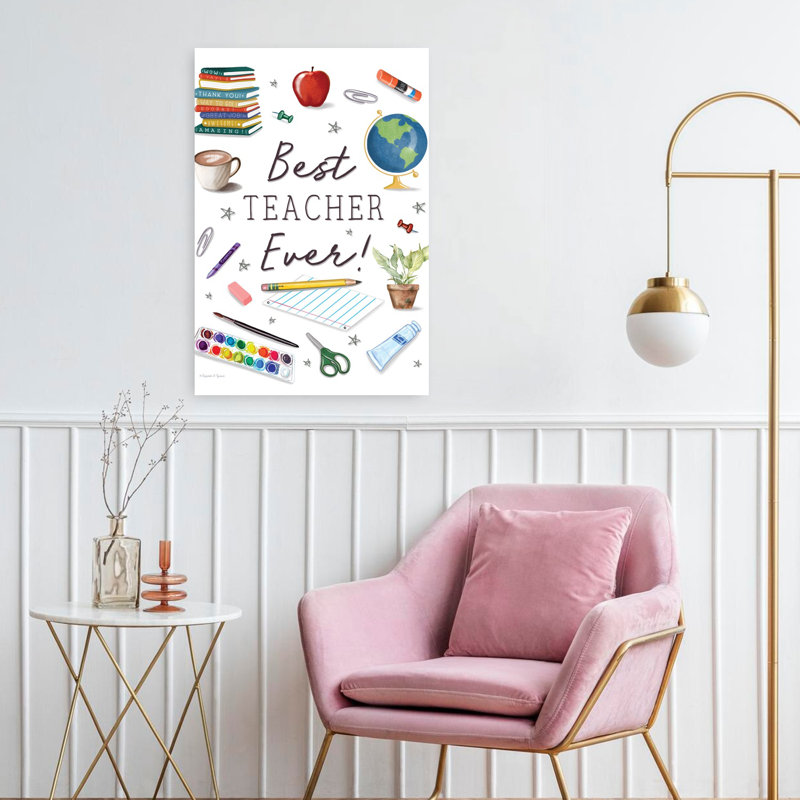 «Best Teacher Ever», art abstrait contemporain, H 24 po x l 16 po