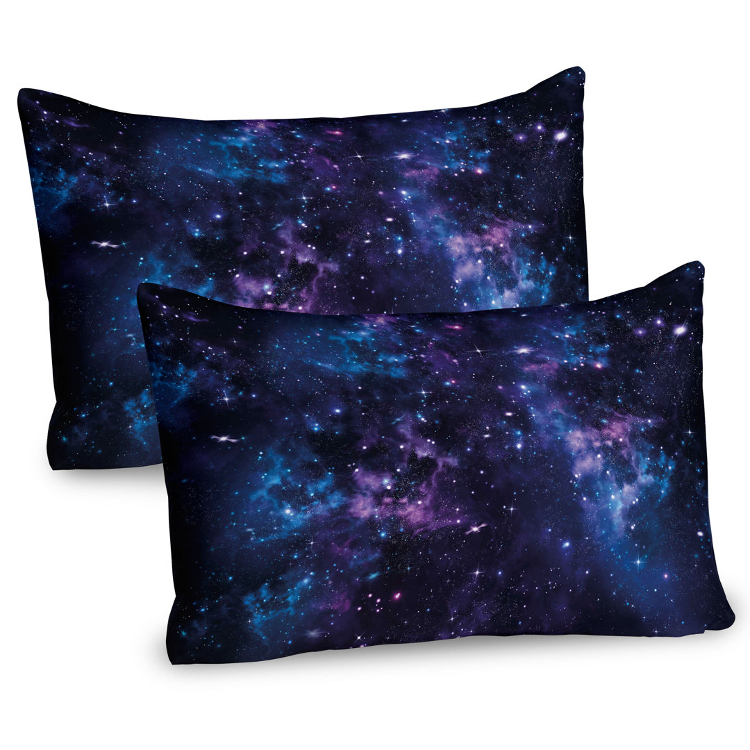 Kissenbezug Packung mit 2, Mystischer Himmel mit Stern, Dark Purple und Blau