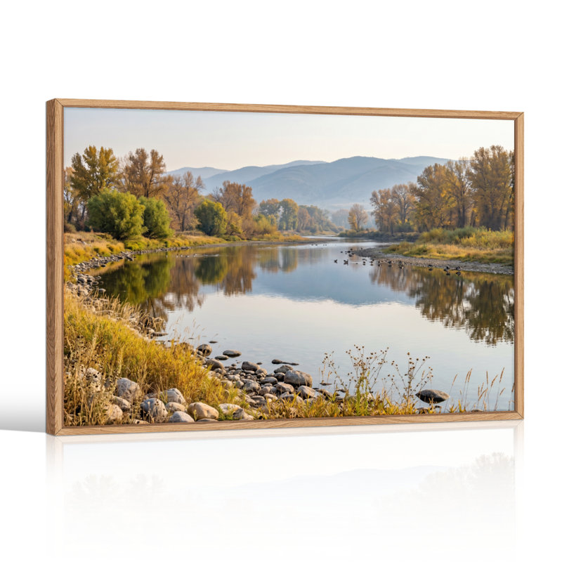 Ensemble de 1 tableau sur toile « Rivière d'automne », H 32 po x l 48 po, Naturel