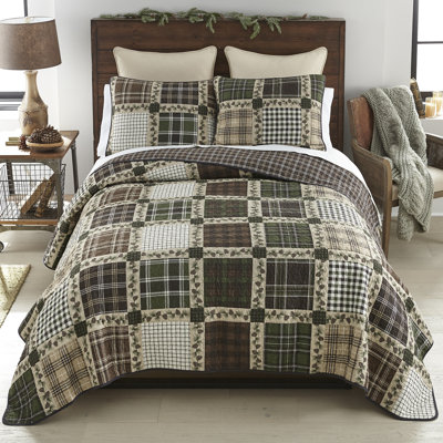 Donna Sharp Pine Patch 2PC Twin Pieced Cotton Rustic Quilt Set