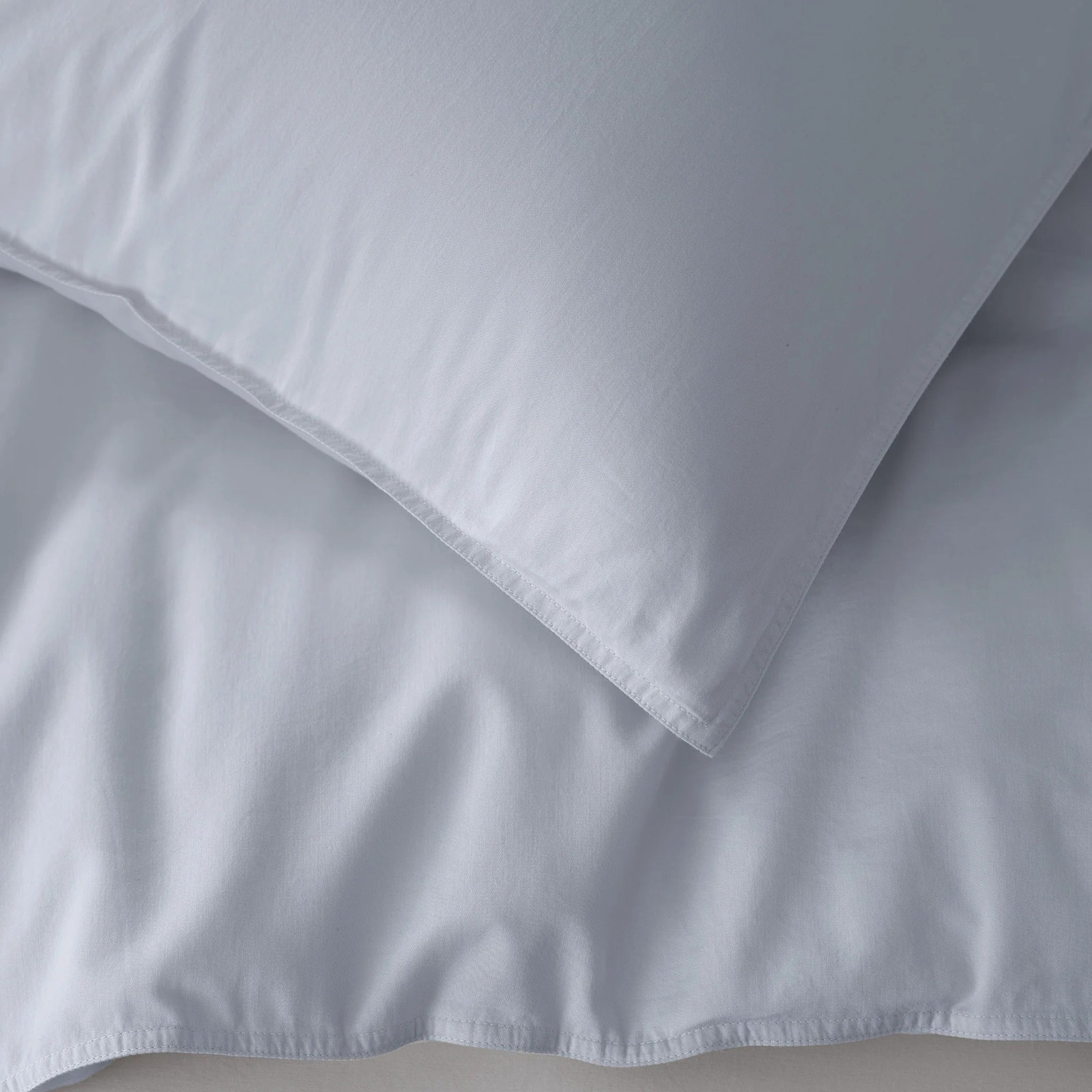 Double Stitch Cotton Duvet Cover Set, Queen Duvet Cover + 2 Pillow Shams, Gray