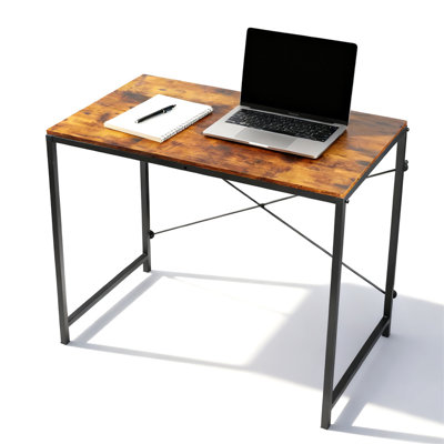 32-Inch Modern Simple Writing Desk for Home Office or Bedroom, Rustic Brown by 17 Stories