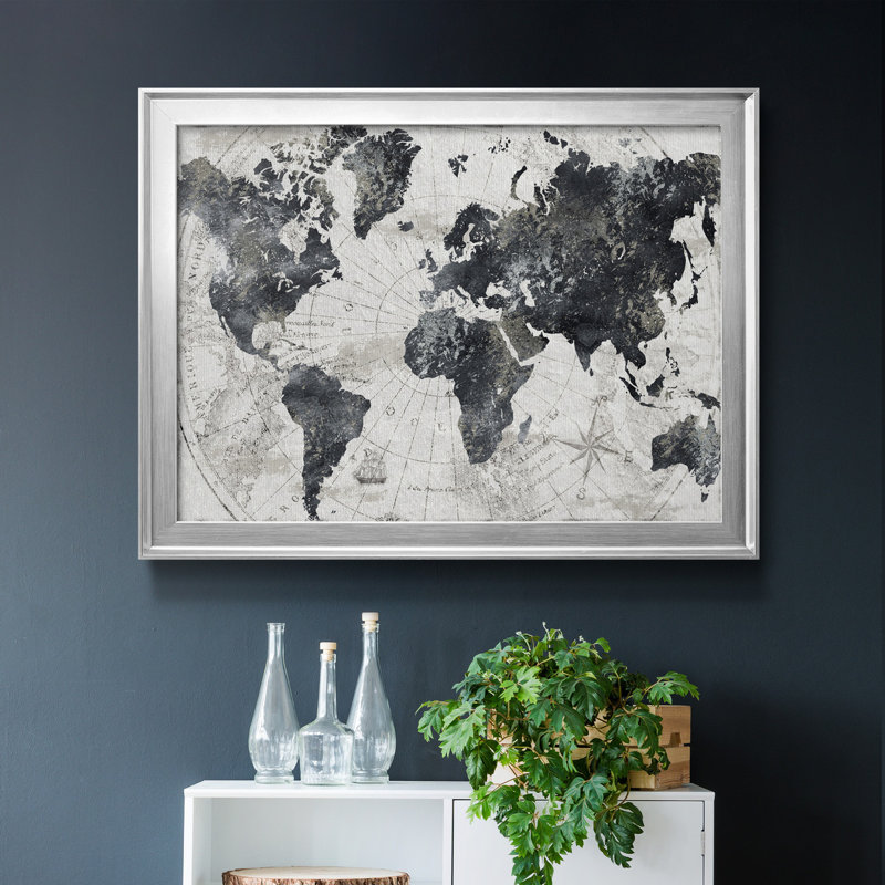 «Modern Atlas», cadre photo, impression sur toile, Argent, H 30,5 po x l 42,5 po x P 1 po