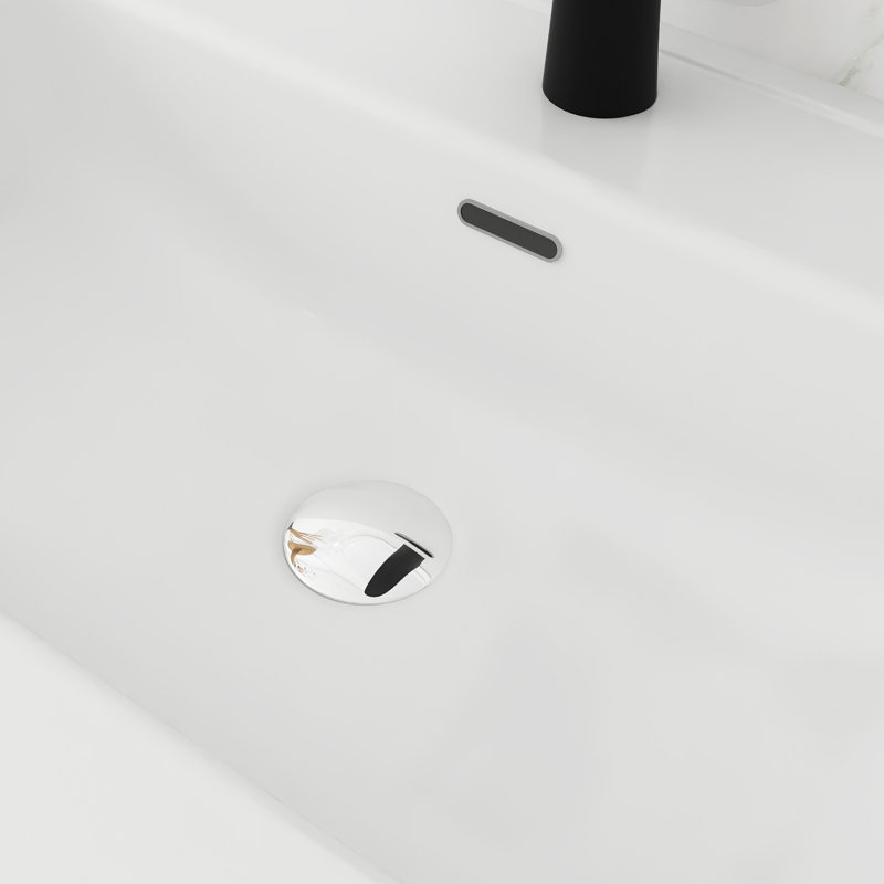 Meuble-lavabo mural 36 po avec comptoir en céramique blanche, Noir et brun