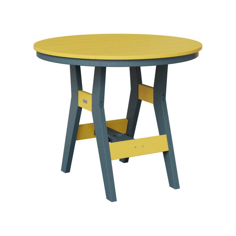 Berlin Gardens Harbour 38″ Round Bar Table, Slate, Sunburst Yellow