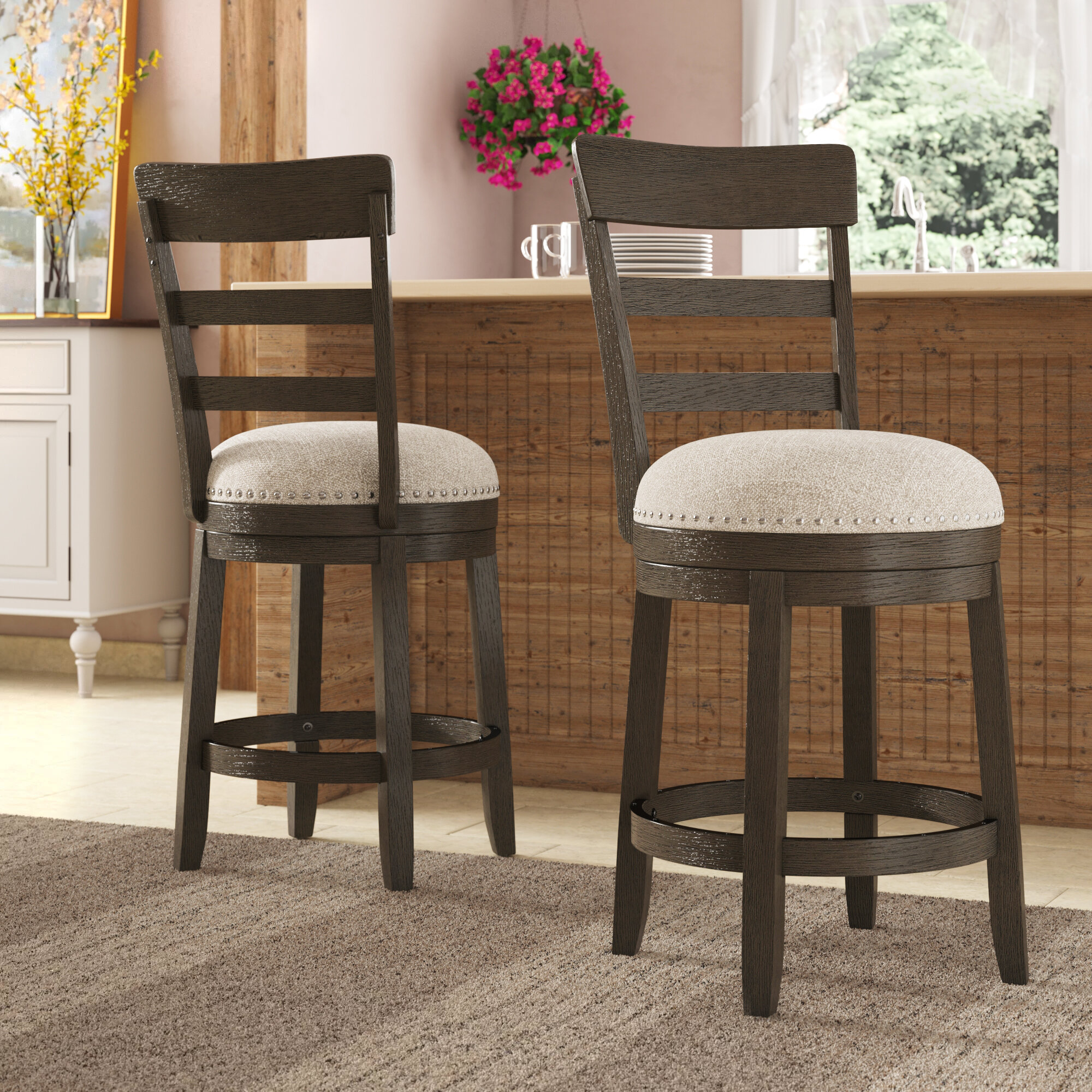 Espresso wood counter deals stools